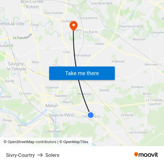Sivry-Courtry to Solers map