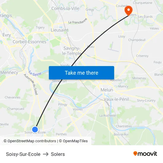 Soisy-Sur-Ecole to Solers map