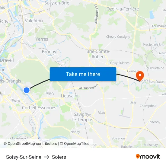 Soisy-Sur-Seine to Solers map