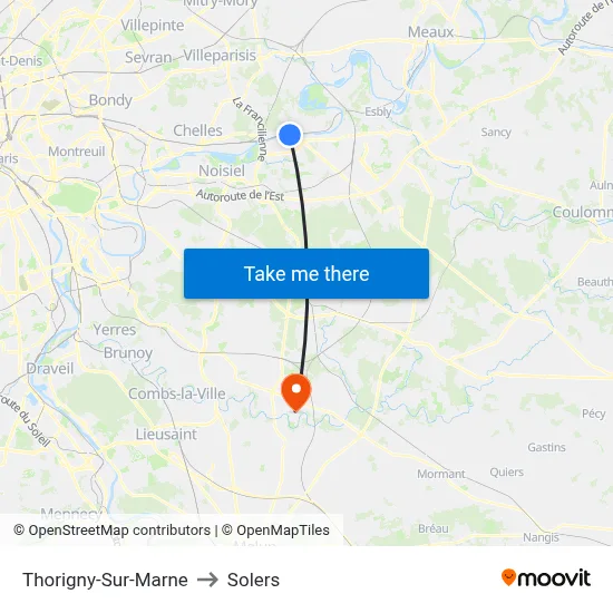 Thorigny-Sur-Marne to Solers map