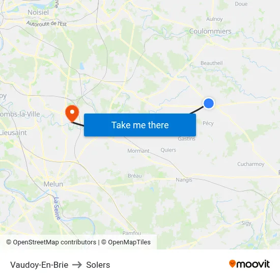 Vaudoy-En-Brie to Solers map