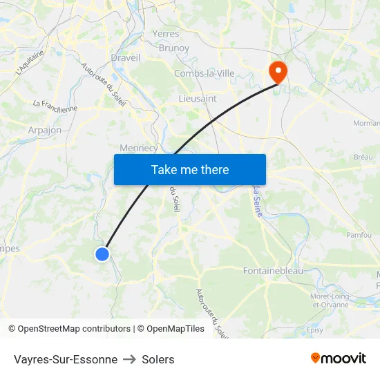 Vayres-Sur-Essonne to Solers map