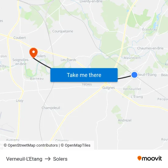 Verneuil-L'Etang to Solers map
