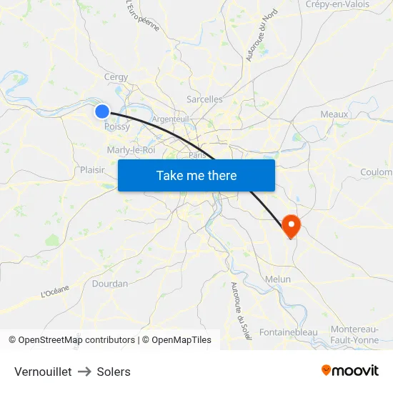 Vernouillet to Solers map