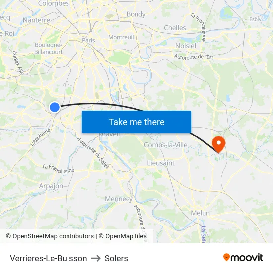 Verrieres-Le-Buisson to Solers map