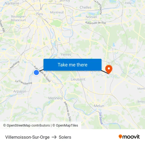 Villemoisson-Sur-Orge to Solers map
