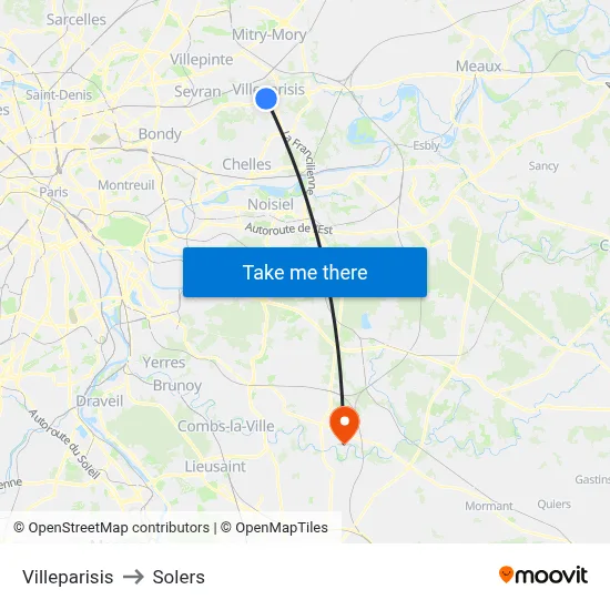 Villeparisis to Solers map