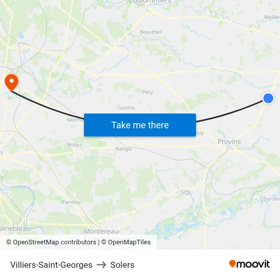 Villiers-Saint-Georges to Solers map