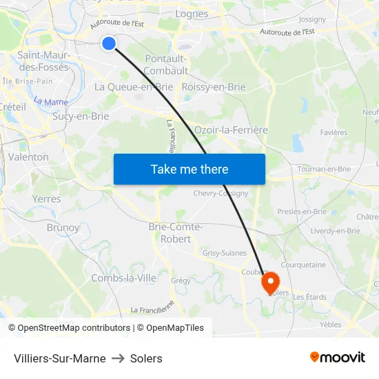 Villiers-Sur-Marne to Solers map