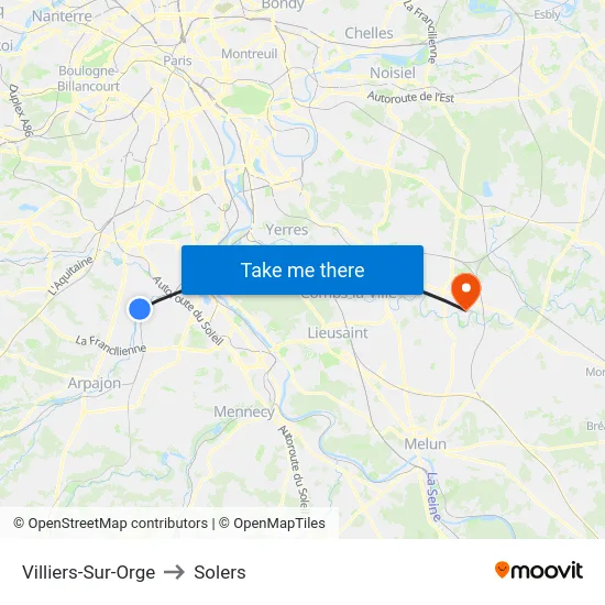 Villiers-Sur-Orge to Solers map