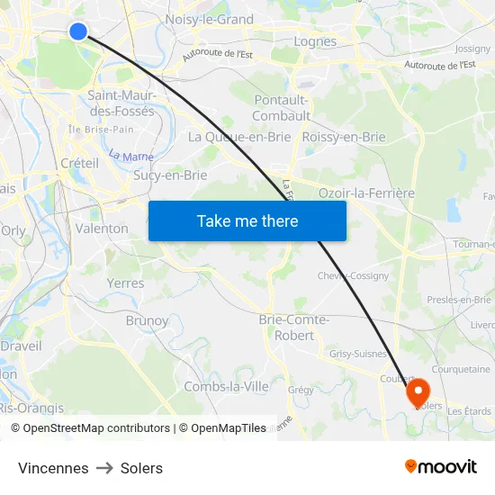 Vincennes to Solers map