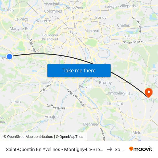 Saint-Quentin En Yvelines - Montigny-Le-Bretonneux to Solers map