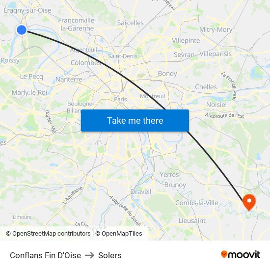 Conflans Fin D'Oise to Solers map