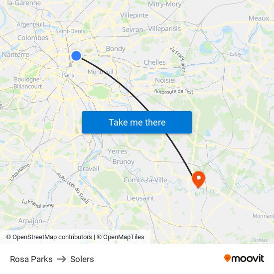 Rosa Parks to Solers map