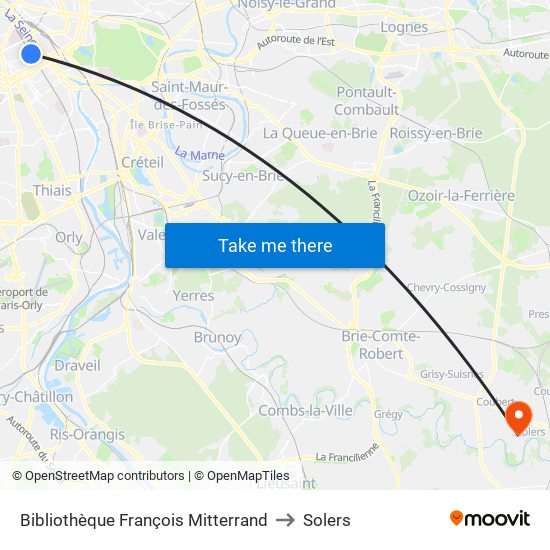 Bibliothèque François Mitterrand to Solers map