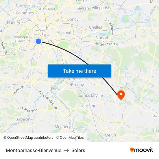 Montparnasse-Bienvenue to Solers map