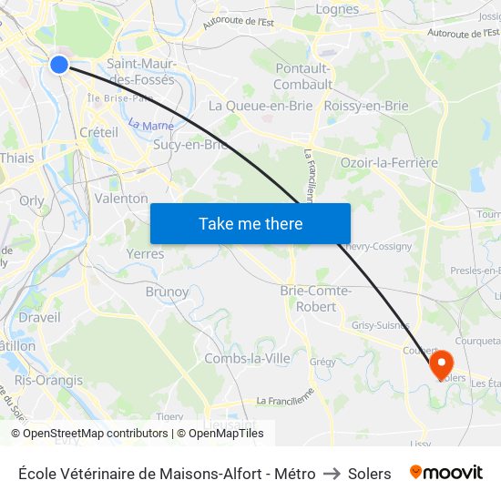École Vétérinaire de Maisons-Alfort - Métro to Solers map