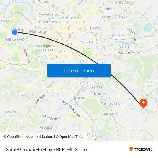 Saint-Germain-En-Laye RER to Solers map