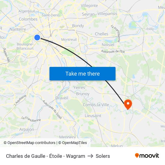 Charles de Gaulle - Étoile - Wagram to Solers map