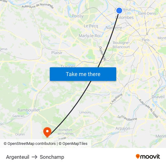 Argenteuil to Sonchamp map