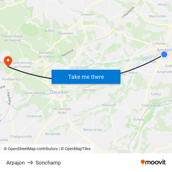 Arpajon to Sonchamp map