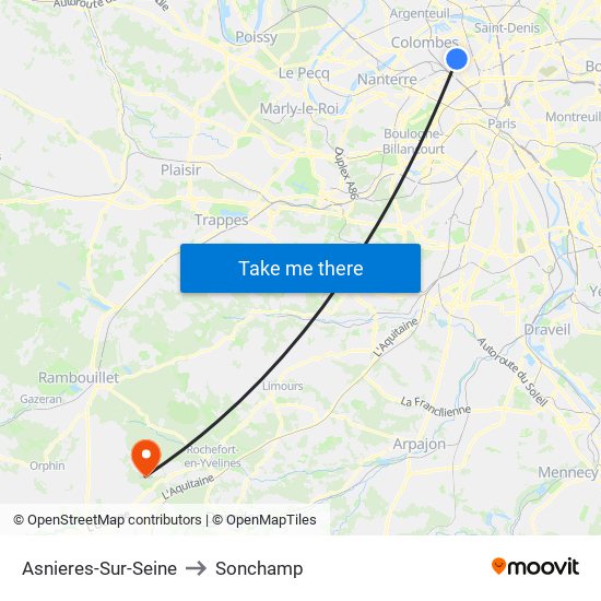 Asnieres-Sur-Seine to Sonchamp map