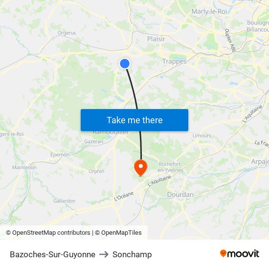 Bazoches-Sur-Guyonne to Sonchamp map