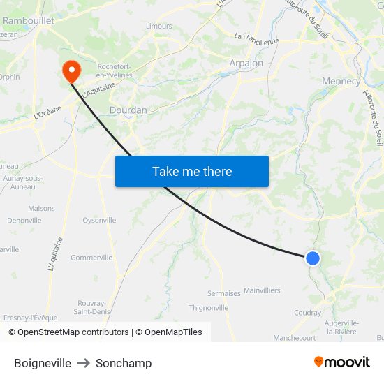 Boigneville to Sonchamp map