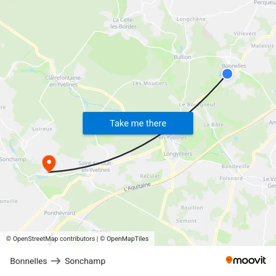 Bonnelles to Sonchamp map
