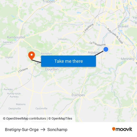 Bretigny-Sur-Orge to Sonchamp map