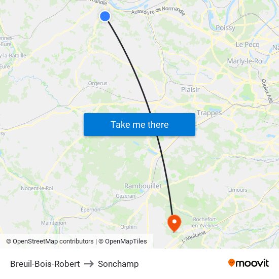 Breuil-Bois-Robert to Sonchamp map
