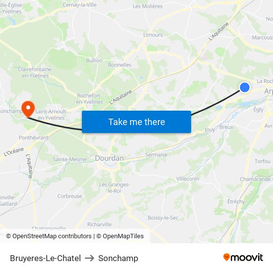 Bruyeres-Le-Chatel to Sonchamp map