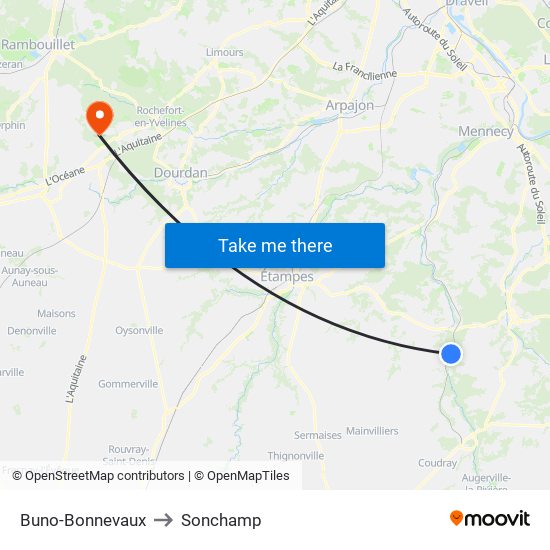Buno-Bonnevaux to Sonchamp map