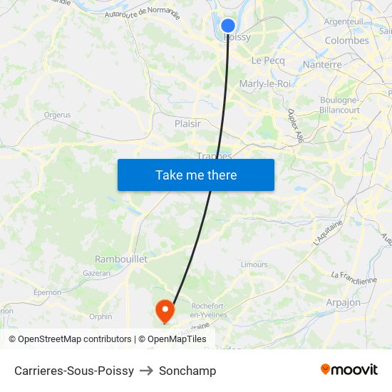 Carrieres-Sous-Poissy to Sonchamp map