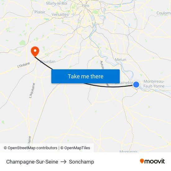 Champagne-Sur-Seine to Sonchamp map