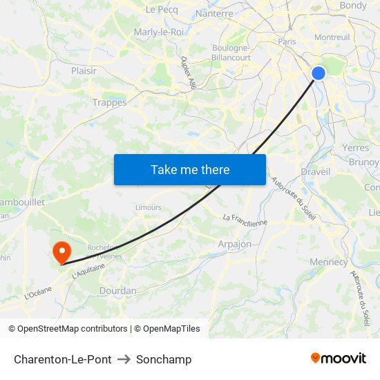 Charenton-Le-Pont to Sonchamp map