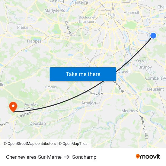 Chennevieres-Sur-Marne to Sonchamp map