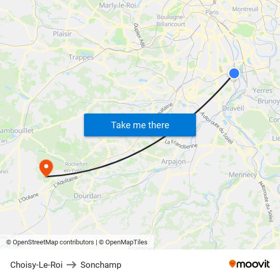 Choisy-Le-Roi to Sonchamp map