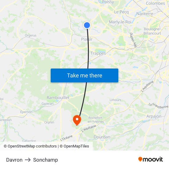 Davron to Sonchamp map