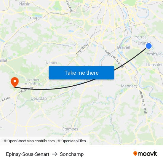 Epinay-Sous-Senart to Sonchamp map