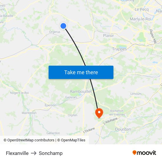 Flexanville to Sonchamp map