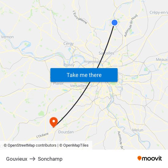 Gouvieux to Sonchamp map