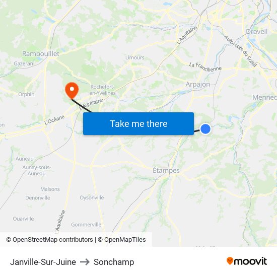 Janville-Sur-Juine to Sonchamp map
