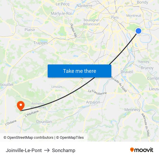 Joinville-Le-Pont to Sonchamp map