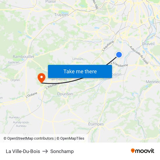 La Ville-Du-Bois to Sonchamp map