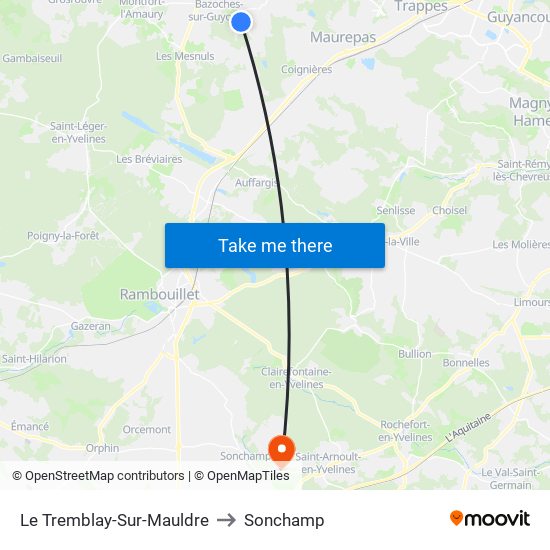 Le Tremblay-Sur-Mauldre to Sonchamp map