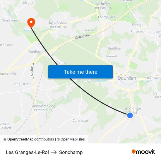 Les Granges-Le-Roi to Sonchamp map