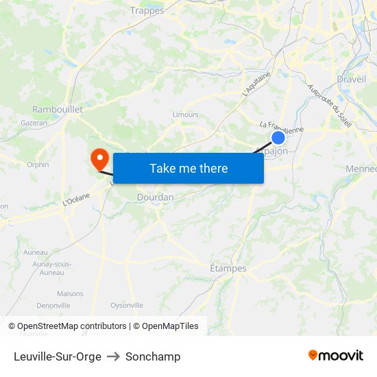 Leuville-Sur-Orge to Sonchamp map