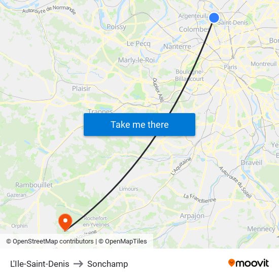 L'Ile-Saint-Denis to Sonchamp map