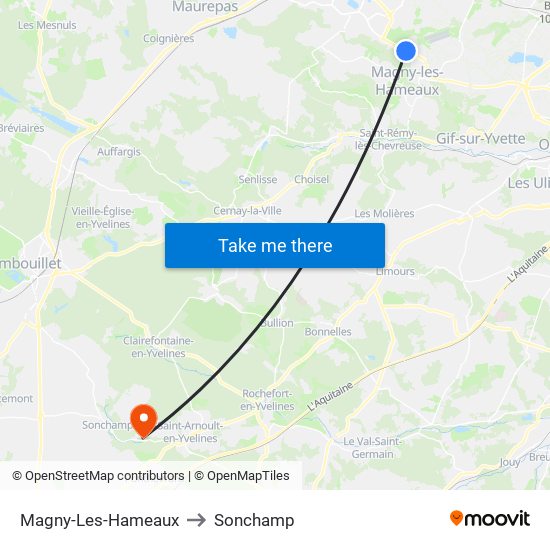 Magny-Les-Hameaux to Sonchamp map